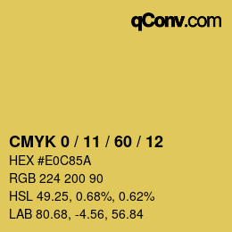 カラーコード: CMYK 0 / 11 / 60 / 12 | qconv.com