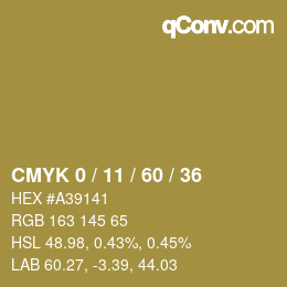 カラーコード: CMYK 0 / 11 / 60 / 36 | qconv.com