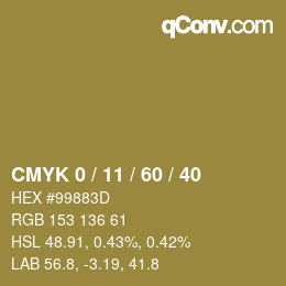 カラーコード: CMYK 0 / 11 / 60 / 40 | qconv.com