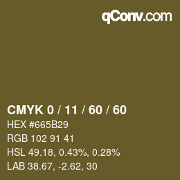 カラーコード: CMYK 0 / 11 / 60 / 60 | qconv.com