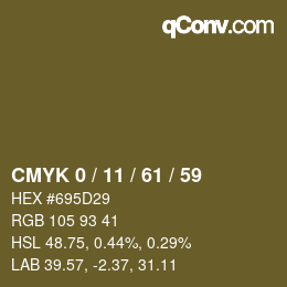 カラーコード: CMYK 0 / 11 / 61 / 59 | qconv.com