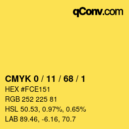 颜色代码: CMYK 0 / 11 / 68 / 1 | qconv.com