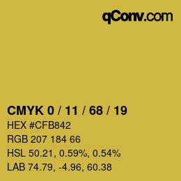 カラーコード: CMYK 0 / 11 / 68 / 19 | qconv.com
