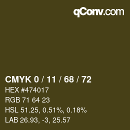 Color code: CMYK 0 / 11 / 68 / 72 | qconv.com