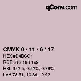Color code: CMYK 0 / 11 / 6 / 17 | qconv.com
