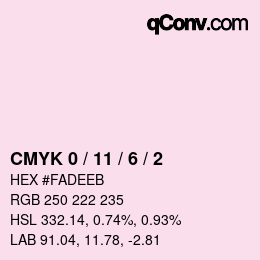 カラーコード: CMYK 0 / 11 / 6 / 2 | qconv.com