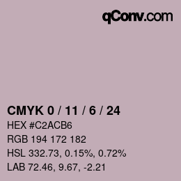 カラーコード: CMYK 0 / 11 / 6 / 24 | qconv.com