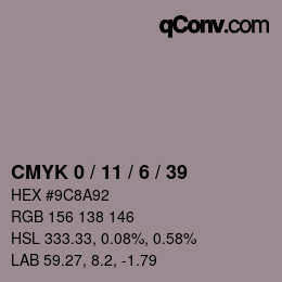 Color code: CMYK 0 / 11 / 6 / 39 | qconv.com