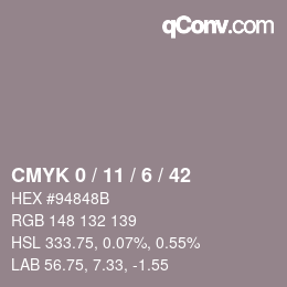 Código de color: CMYK 0 / 11 / 6 / 42 | qconv.com
