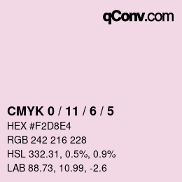 颜色代码: CMYK 0 / 11 / 6 / 5 | qconv.com
