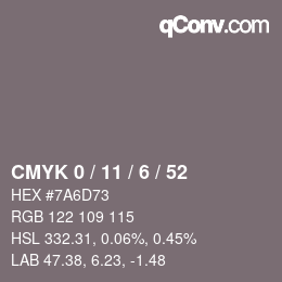 Color code: CMYK 0 / 11 / 6 / 52 | qconv.com