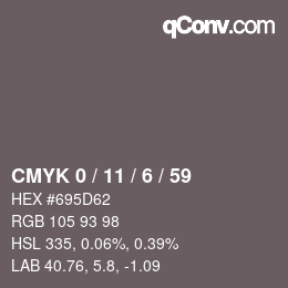 カラーコード: CMYK 0 / 11 / 6 / 59 | qconv.com
