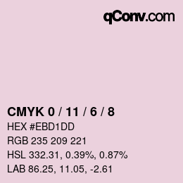 カラーコード: CMYK 0 / 11 / 6 / 8 | qconv.com