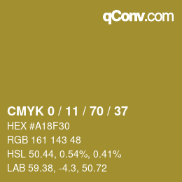カラーコード: CMYK 0 / 11 / 70 / 37 | qconv.com