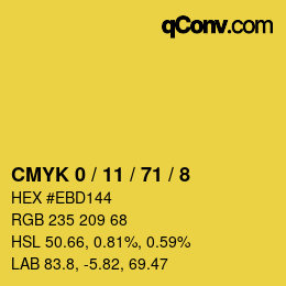 カラーコード: CMYK 0 / 11 / 71 / 8 | qconv.com