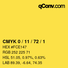 Color code: CMYK 0 / 11 / 72 / 1 | qconv.com