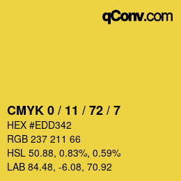 Color code: CMYK 0 / 11 / 72 / 7 | qconv.com