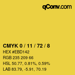 颜色代码: CMYK 0 / 11 / 72 / 8 | qconv.com