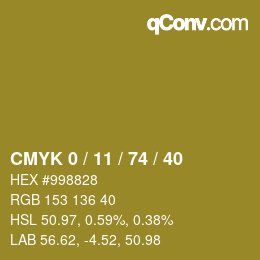 颜色代码: CMYK 0 / 11 / 74 / 40 | qconv.com