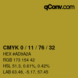 Color code: CMYK 0 / 11 / 76 / 32 | qconv.com