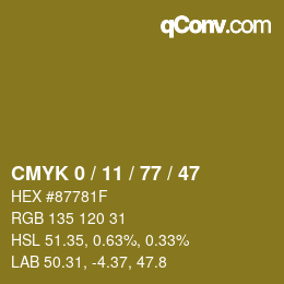 Farbcode: CMYK 0 / 11 / 77 / 47 | qconv.com