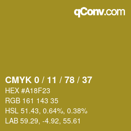 Color code: CMYK 0 / 11 / 78 / 37 | qconv.com