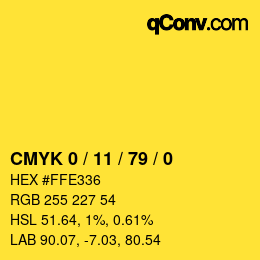 颜色代码: CMYK 0 / 11 / 79 / 0 | qconv.com
