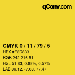 颜色代码: CMYK 0 / 11 / 79 / 5 | qconv.com