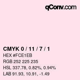 カラーコード: CMYK 0 / 11 / 7 / 1 | qconv.com