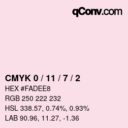 カラーコード: CMYK 0 / 11 / 7 / 2 | qconv.com