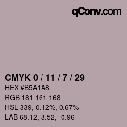 Código de color: CMYK 0 / 11 / 7 / 29 | qconv.com