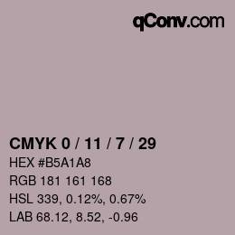 カラーコード: CMYK 0 / 11 / 7 / 29 | qconv.com