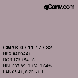 カラーコード: CMYK 0 / 11 / 7 / 32 | qconv.com
