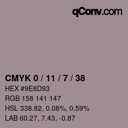 颜色代码: CMYK 0 / 11 / 7 / 38 | qconv.com