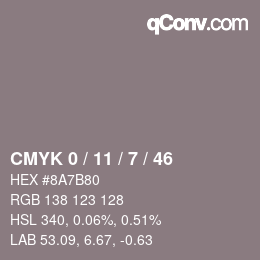 Color code: CMYK 0 / 11 / 7 / 46 | qconv.com