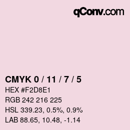 カラーコード: CMYK 0 / 11 / 7 / 5 | qconv.com