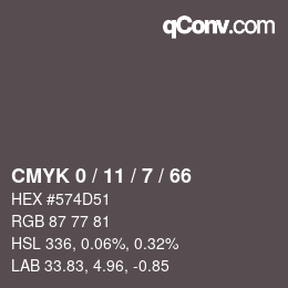 Color code: CMYK 0 / 11 / 7 / 66 | qconv.com