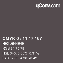 カラーコード: CMYK 0 / 11 / 7 / 67 | qconv.com
