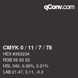 颜色代码: CMYK 0 / 11 / 7 / 78 | qconv.com