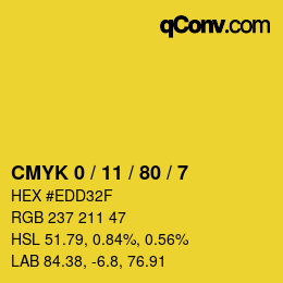 Color code: CMYK 0 / 11 / 80 / 7 | qconv.com