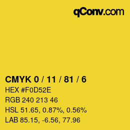 Farbcode: CMYK 0 / 11 / 81 / 6 | qconv.com