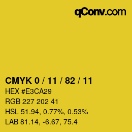 颜色代码: CMYK 0 / 11 / 82 / 11 | qconv.com