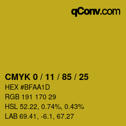 カラーコード: CMYK 0 / 11 / 85 / 25 | qconv.com