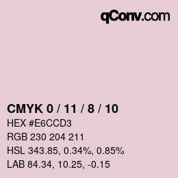 カラーコード: CMYK 0 / 11 / 8 / 10 | qconv.com