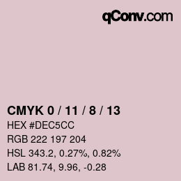カラーコード: CMYK 0 / 11 / 8 / 13 | qconv.com