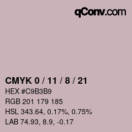 カラーコード: CMYK 0 / 11 / 8 / 21 | qconv.com