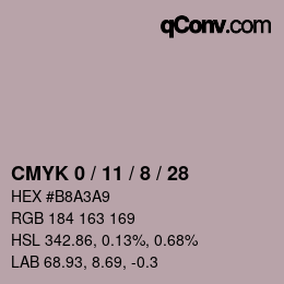 カラーコード: CMYK 0 / 11 / 8 / 28 | qconv.com