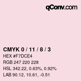 カラーコード: CMYK 0 / 11 / 8 / 3 | qconv.com