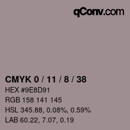 カラーコード: CMYK 0 / 11 / 8 / 38 | qconv.com