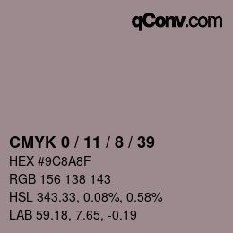 カラーコード: CMYK 0 / 11 / 8 / 39 | qconv.com